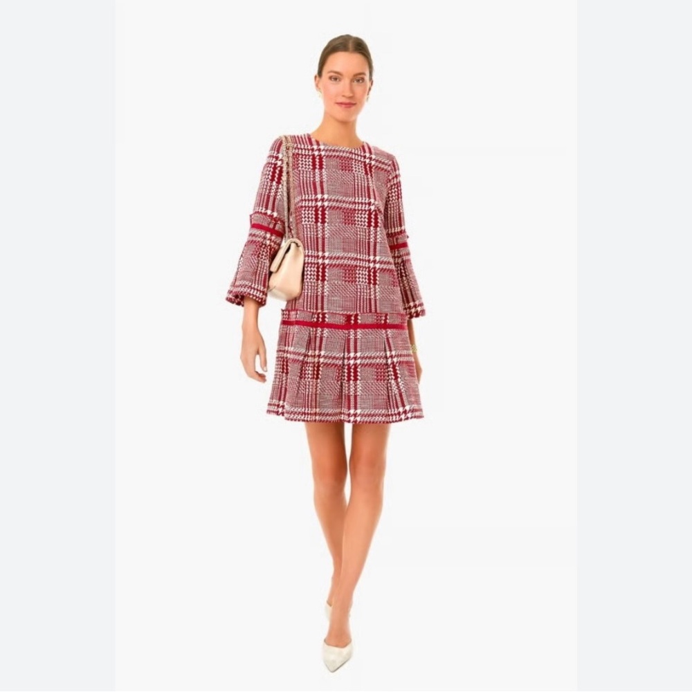 Tuckernuck Kennedy Cranberry Check Plaid Long Sleeve Dress